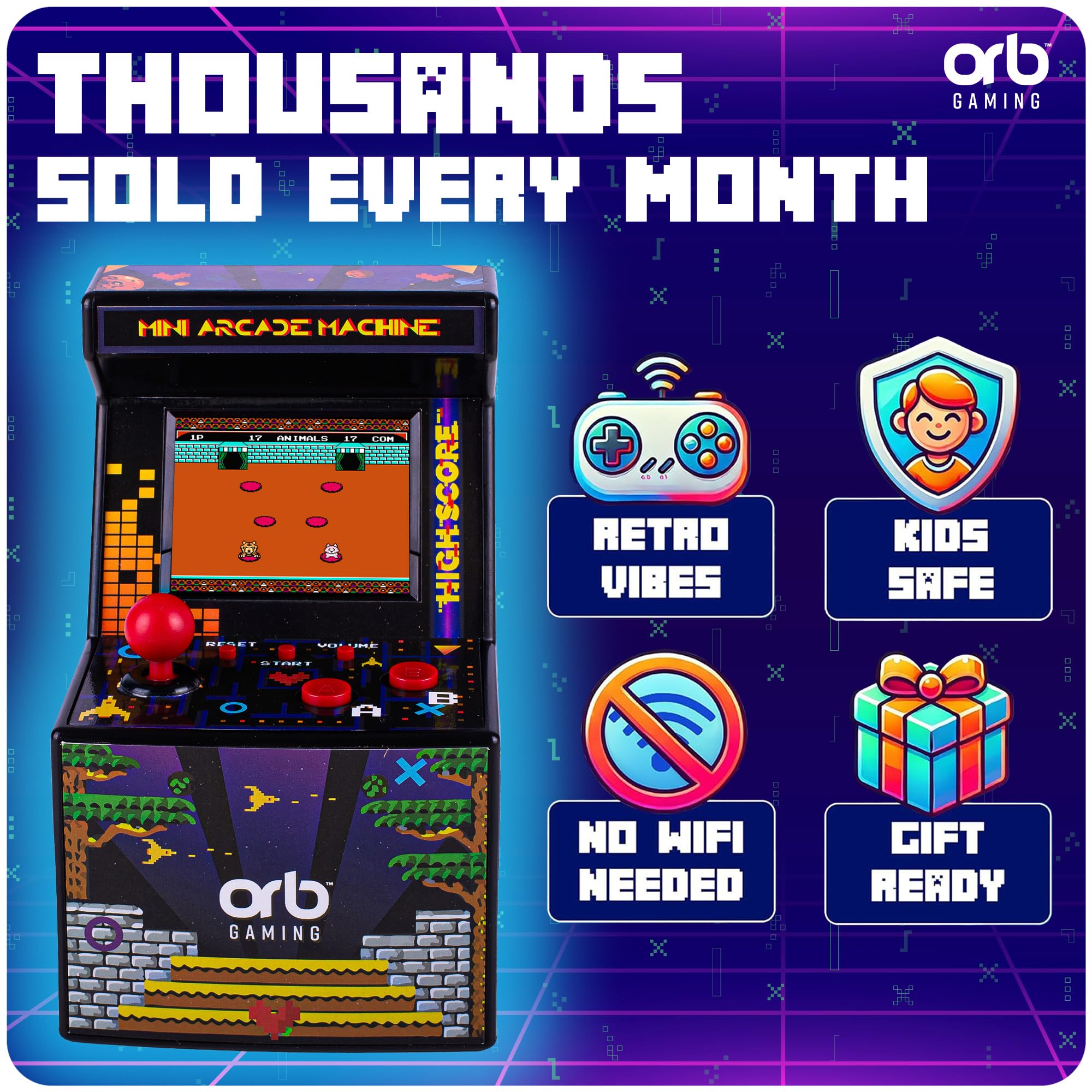 Amazon | オーブ - ミニアーケードマシン、300インチ内蔵ゲーム、8